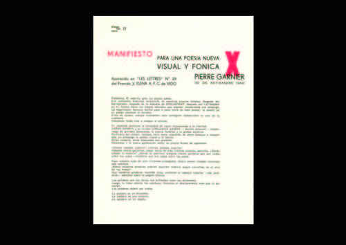 Excerpt from Diagonal Cero 23 - Manifest 'Para una Poesia Nueva Visual Y Fonica' by Pierre Garnier, 1962©image: M HKA