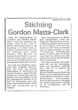 Stichting Gordon Matta-Clark, advertisement