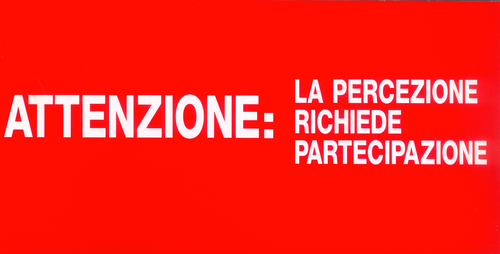 Image of the postcard. Attenzione: la percezione richiede partecipaziona. Published in Italy, Progetti per l'arte Firenze, 2000.&#169; image: M HKA