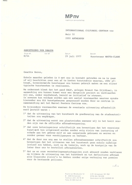 Registered letter of Marcel Peeters nv to ICC, 29.7.1977