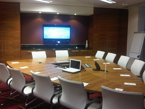 <p>Goldin+Senneby, <em>Headless at Regus</em> with Kate Cooper &amp; Richard John Jones (filmmakers). Screening at Broadgate Tower, City of London, 2010</p>&#169;image: Anna Collin