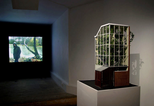 installation view 'Her Medication', sculpture based on a local building also described in the novel 'Stunning Lofts'. Solo show, Store, London, October 2004