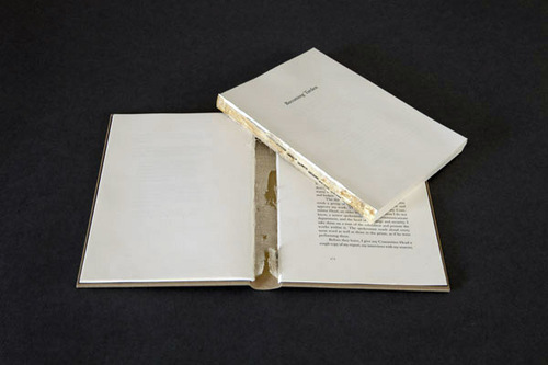 The body of the book, torn from its spine and waiting to be confiscated