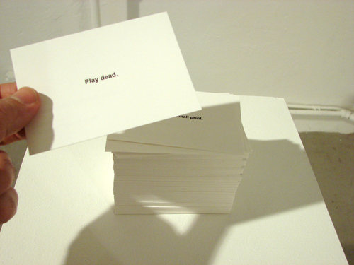 Medium: 500 printed cards, 74 x 105 mm each. 
Date: 2011-2013