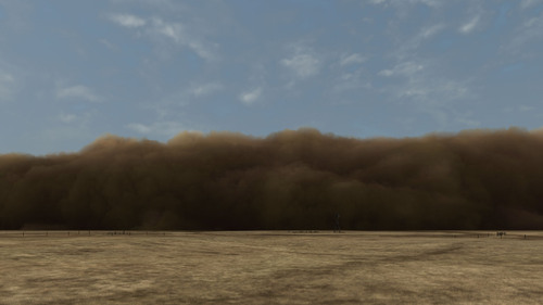 <p><em>&#39;Dust Storm (Dalhart, Texas)&#39;</em>, 2007, video still 1</p>&#169;John Gerrard, video still