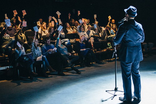 <p>Performance based on the reading of The Wheel of Fortune and its collective playing by the audience. 12 December 2014, Cricoteka, Krakow.</p>&#169;&#169;Fotostudio FILMLOVE