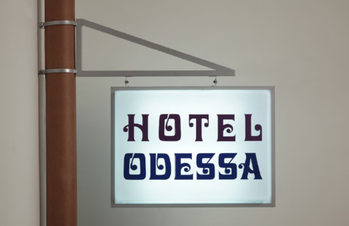 <p>Hotel Sign&nbsp;</p><p>HOTEL ODESSA: 62 x 82 x 12 cm</p><p>&nbsp;</p>