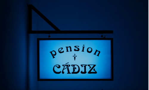 <p>hotel sign</p><p>Pension CADIZ: 37 x 65 x 18 cm</p>