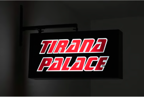 <p>Hotel sign</p><p>TIRANA PALACE: 32 x 65 x 12 cm</p>