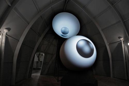 <p>Lindsay Seers. Nowhere Less Now | An Artangel Project | 8 September - 21 October 2012. Installation view: projection visible inside &#39;tin tabernacle&#39;. Materials: Wood, cardboard, scaffolding poles, polystyrene, dexion, HD video projection, headphones.</p>