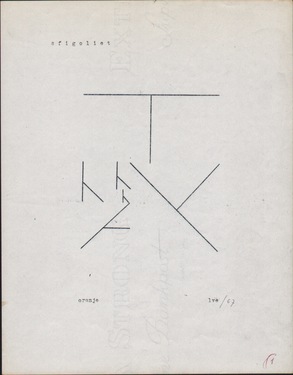 <p>Sfigoliet 1: <em>oranje</em>. Ink on paper. Published in <em>Labris </em>VI, 2, 1968</p>
&#169;scan: Wilfried Wijnants, 2018