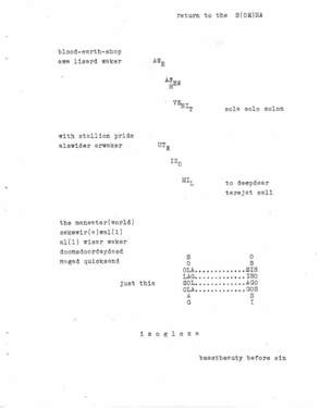 <p>&nbsp; Fifth page of <em>Soenasong, </em>as it<em> </em>was published on pages 29-33 in <em>Labris</em>, I, 3, 1963</p>
&#169;scan:Simon Delobel, Hugo Voeten Art Center, 2018