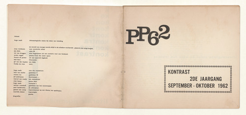 <p>Content table of <em>Kontrast PP62</em>, volume 2, no.5, September - October 1962</p>
