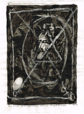 <p>The Bedwin Flux. The Black-Well reflections with an elongated moon. 1989.<br />
Published in: Simon Delobel, <em>Leon Van Essche |LVE| |LAURENS| |RUTH ZWART| |RAUL|. </em> Herentals Art Center Hugo Voeten, 2018, p.58</p>
©scan: Wilfried Wynants