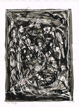 <p>The Bedwin Flux. The Fungi. 1989.<br />
Gepubliceerd in: Simon Delobel, <em>Leon Van Essche |LVE| |LAURENS| |RUTH ZWART| |RAUL|. </em> Herentals Art Center Hugo Voeten, 2018, p.58</p>
©scan: Wilfried Wynants