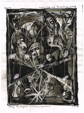 <p>The Bedwin Flux. Blaise heralding the New-Comer // seeing the magnetic deviations upon Earth. 1989</p>
©scan: Wilfried Wynants