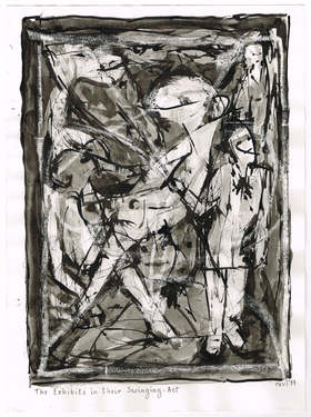 <p>The Bedwin Flux. The Exhibits in their Swinging-Act. 1989</p>
©scan: Wilfried Wynants