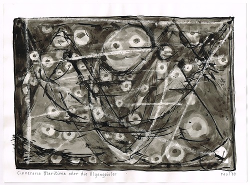 <p>The Bedwin Flux. Cinneraria Maritima oder die Algengeister. 1989</p>
©scan: Wilfried Wynants