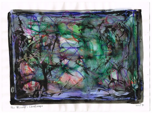 <p>The Bedwin Flux. The Wizard's Landscape. 1990</p>
©scan: Wilfried Wynants