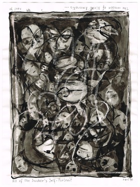 <p>The Bedwin Flux. All of the Suckers Self-Portrait // The Coccoon of Alex Amoralis... 1990</p>
©scan: Wilfried Wynants