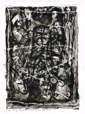 <p>The Petty Tyrant's toothless Warrior // and Forbears. 1990</p>
©scan: Wilfried Wynants