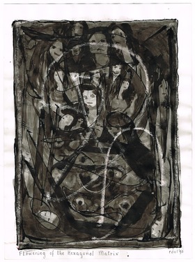 <p>The Bedwin Flux. Flowering of the Hexagonal Matrix. 1990</p>
©scan: Wilfried Wynants