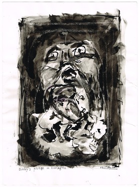 <p>The Bedwin Flux. Ducky's plunge in having-to. 1989</p>
©scan: Wilfried Wynants