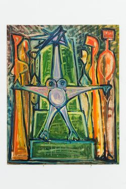 <p>Painting <em>Het indrukwekkende </em>by Leon Van Essche, 1958.<br />
Oil paint on unalit.<br />
47 x 58 cm</p>
©photo: Isabel Arthuis, Hugo Voeten Art Center, 2018