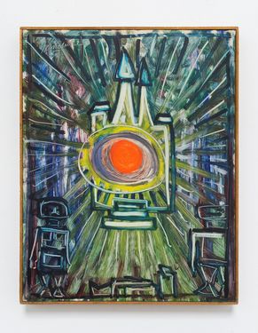 <p>Painting <em>Het hallucinante </em>by Leon Van Essche, 1958. Original title: <em>The green chapel</em>.<br />
Oil paint on canvas.<br />
36.5 x 45.5 cm</p>
©photo: Isabel Arthuis, Hugo Voeten Art Center, 2018