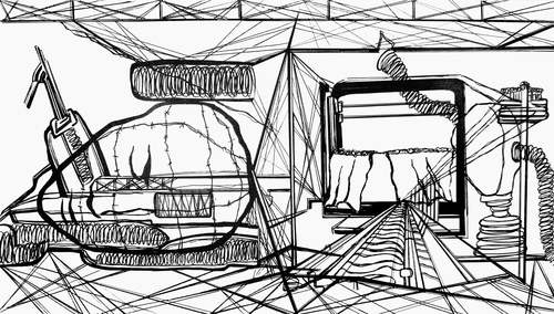 <p>From the series “Quarter to Twelve”</p>
<p>2018, liners on canvas, 50 x 90 cm</p>
©Ekaterina Muromtseva