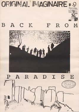 <p>Verso -&nbsp; Original cut &amp; paste version of back of one of the versions of &quot;Back from Paradise&quot; (this one O.I. nr 9) some texts loose</p>

<p>&nbsp;</p>
&#169;&#169;M HKA