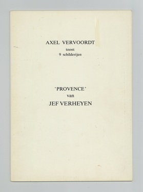 Notes on Axel Vervoordt toont 9 schilderijen. 'Provence' van Jef Verheyen