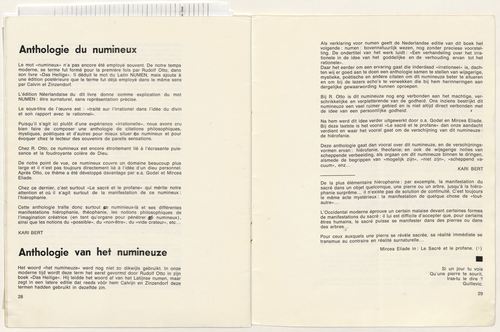 <p>Pagina 28-29: Kari Bert, &#39;Anthologie du numinaux&#39; / &#39;anthologie van het numineuze&#39; (1/3)</p>
