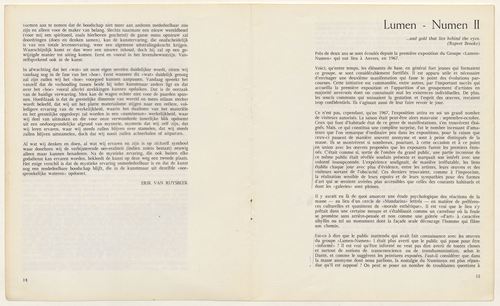 <p>Pagina 14-15: Erik van Ruysbeek, &#39;Over een geestelijke dimensie&#39; (5/5) en&nbsp;Philippe d&#39;Arschot, &#39;Lumen - Numen II&#39; (1/3)</p>
