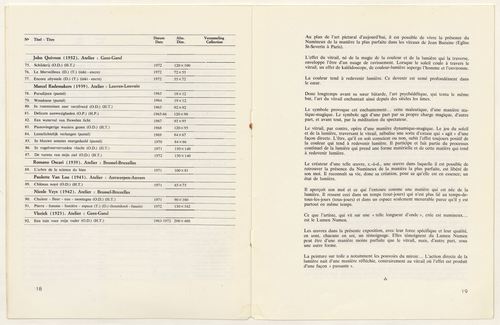 <p>Pagina 18-19: Kataloog (3/3) en inleidende tekst (Franstalig, 1/4)</p>
