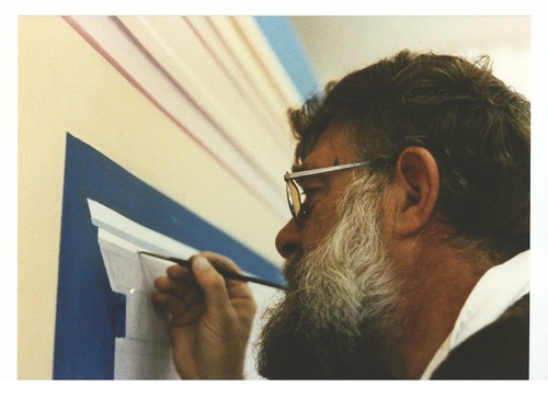 The artist at work, painting 'Palladio'