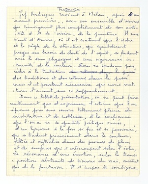 Translation of Franco Russoli's introduction for Jef Verheyen's solo exhibition at Galleria Pater