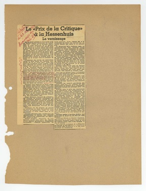 Le "Prix de la Critique" à la Hessenhuis. Le vernissage