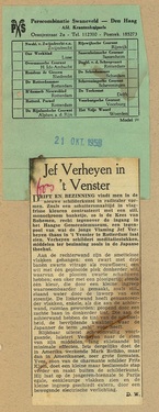Jef Verheyen in 't Venster