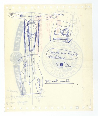 Ceramics study for torso with coat and mirror eyes