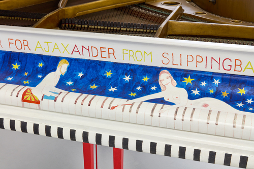 <p>Dorothy Iannone, <em>Piano</em>, 1989 (installation view,<em> Dorothy Iannone – Love Is Forever, Isn’t It?</em>  October 5, 2023 – 21 January 2024, 2024, M HKA)<br />
Collection Francesco Gonz, Verona</p>
© Dorothy Iannone. Photo: We Document Art – Antwerp, 2023