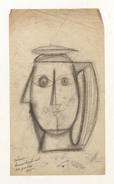 Design drawing for a three-faced ceramic pot