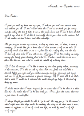 Letter to the visitors