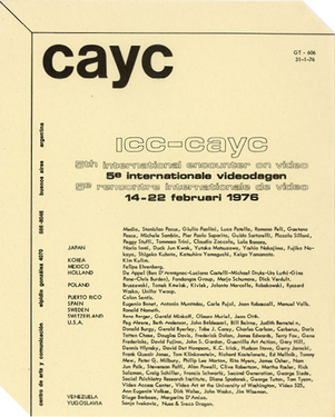 <p>Press note | 5th international encounter on video, ICC Antwerp (GT-605 and 606), 1976. Concept by Jorge Glusberg</p>