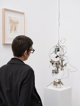 <p>Koen Theys, <i>Personal Odradek</i>, 1997 (installation view <i>EXTRA MUROS: M HKA On the spot</i>, Eva Steynen Gallery, Antwerp, 9/05/2026 – 30/06/2026)</p>© Koen Theys/SABAM Belgium — photo: M HKA, 2026