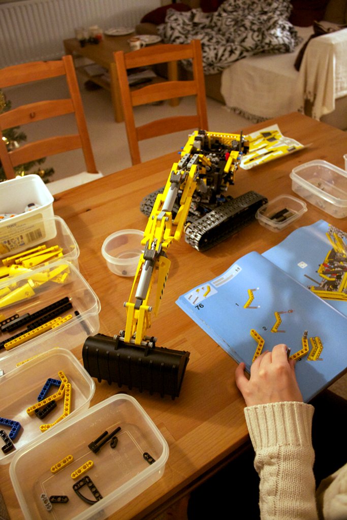 Lego 8043 excavator arm, and backhoe, attached