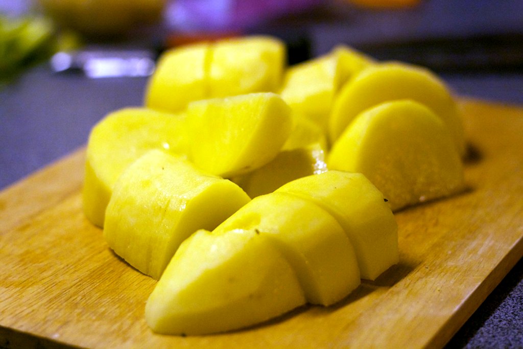 Chopped potatoes, ready boiling