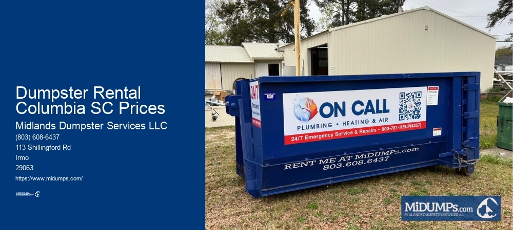Dumpster Rental Columbia SC Prices