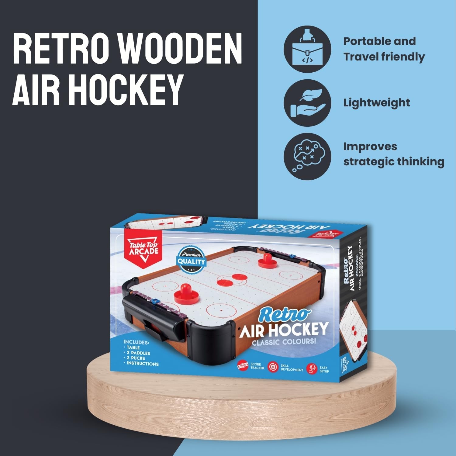 Air Hockey Wooden Medium (Style May Vary)
