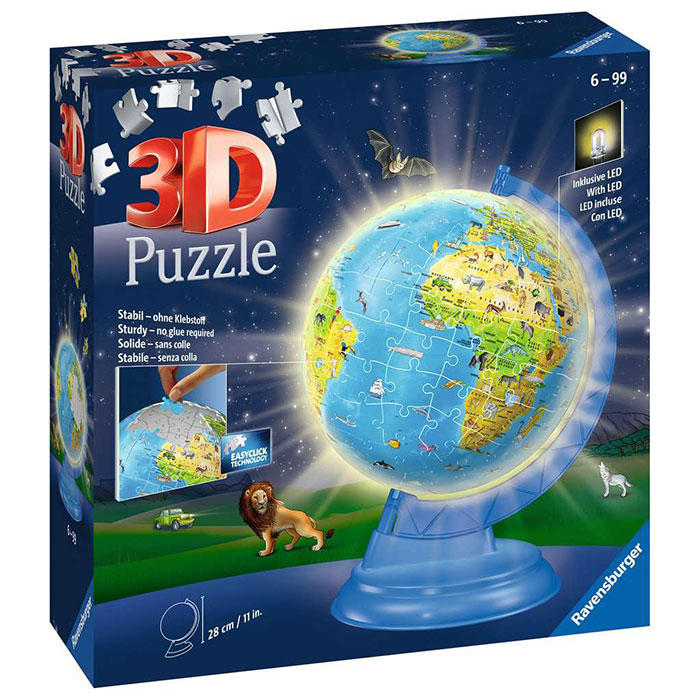 Children's Light-Up Globe 188 Piece 3D Jigsaw Puzzle Ravensburger main image 1